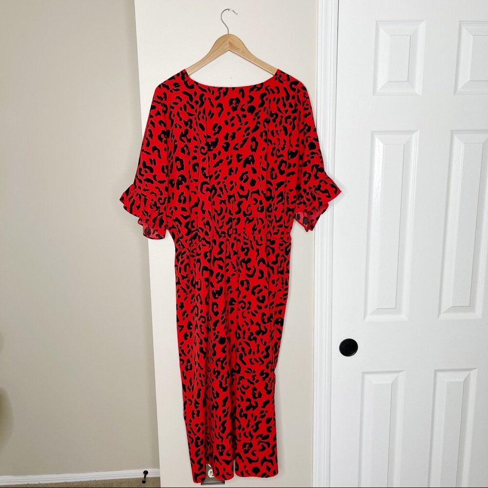 Who What Wear Flutter Elbow Sleeve Animal Print Dress - Picture 7 of 7